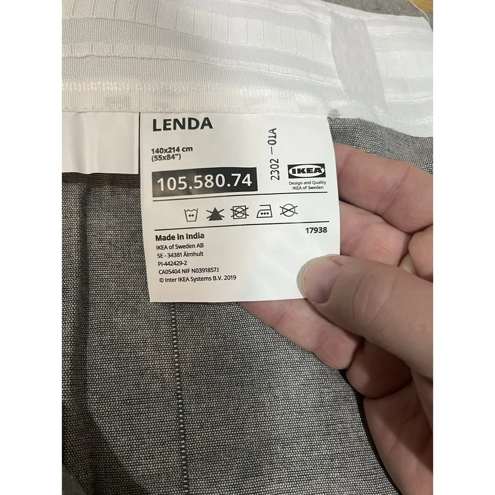IKEA Lenda Gray Curtain‎ Panel 55x84